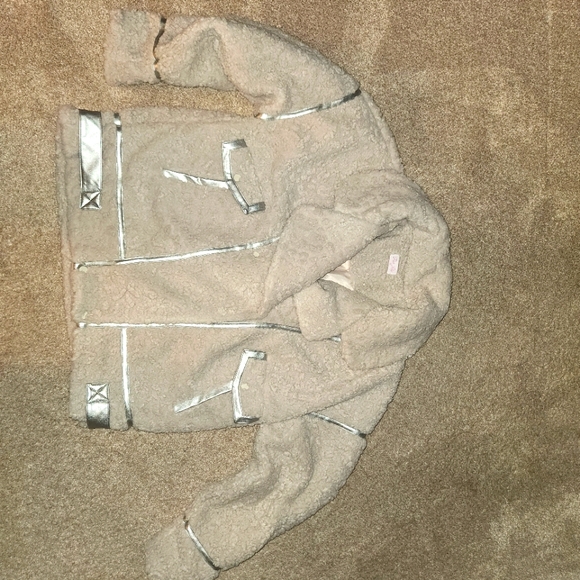Pink Lily Beige Sherpa Moto Jacket large - Picture 5 of 5